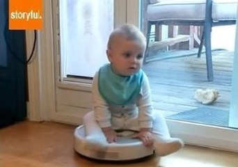 Baby Takes a Ride on a Runaway Roomba