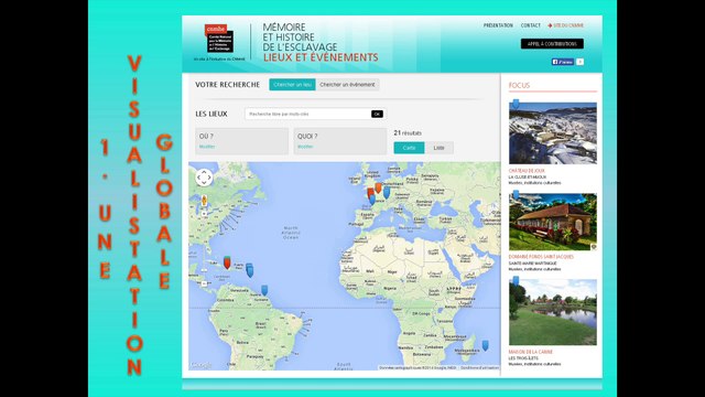La base du CNMHE « Mémoire et histoire de l’esclavage : lieux et événements »