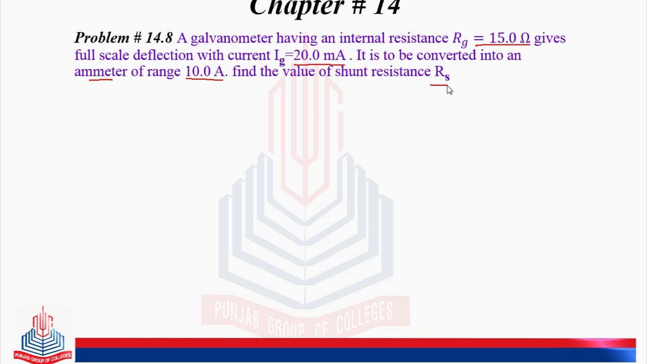 Problem No 14.8 : A Galvanometer having an internal resistance .....