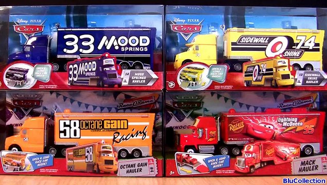 -4 Pixar CARS Trucks Haulers Mack Hauler Rust-eze, Mood Springs, Octane Gain, Sidewall ToyCollector