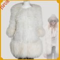 2015 Newest Elegant Ladies Medium Sleeve Overcoat Genuine Raccoon Fur Coat Best Seller