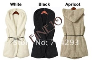 New womens ladie designer faux lamb fur long vest with hood belt latest design of waistcoat 7669 Best Seller