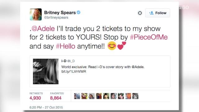 Britney Spears wants to trade concert tickets with Adele