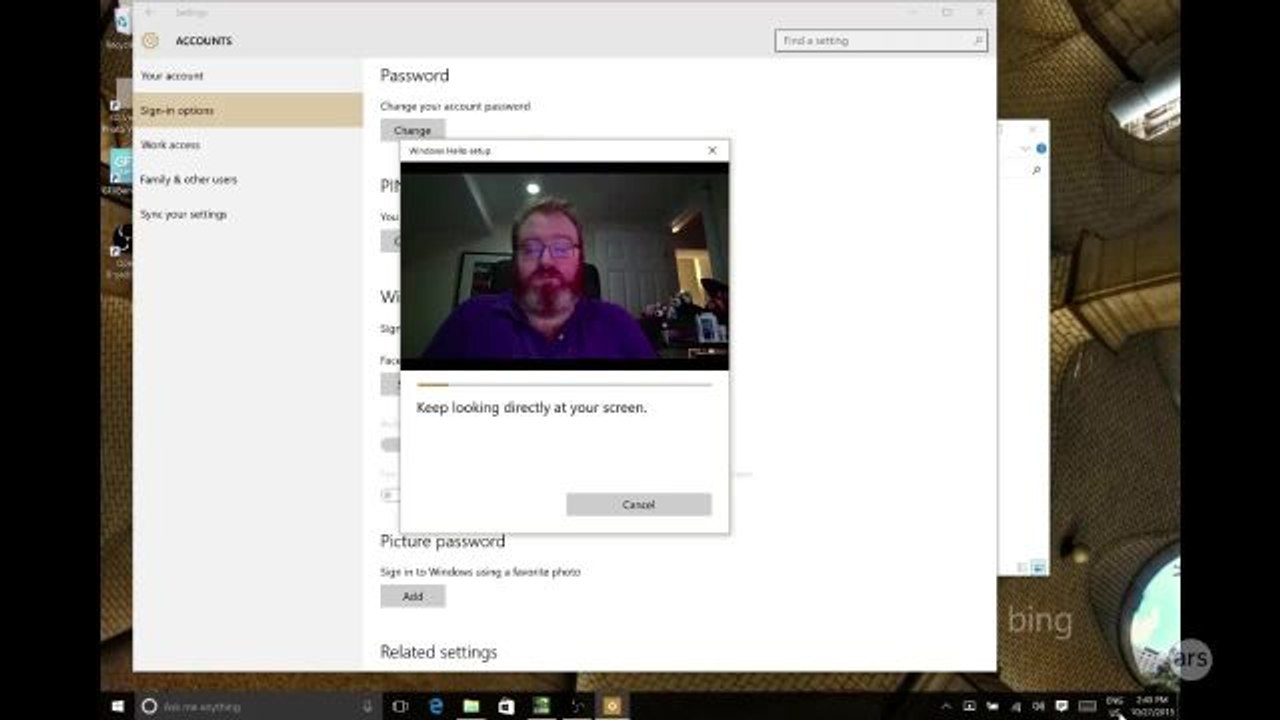 Ars demos Microsoft Hello facial recognition