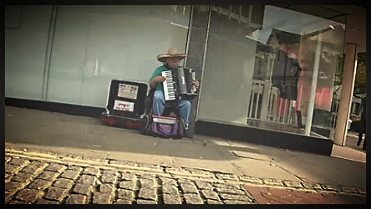 Strange man busking