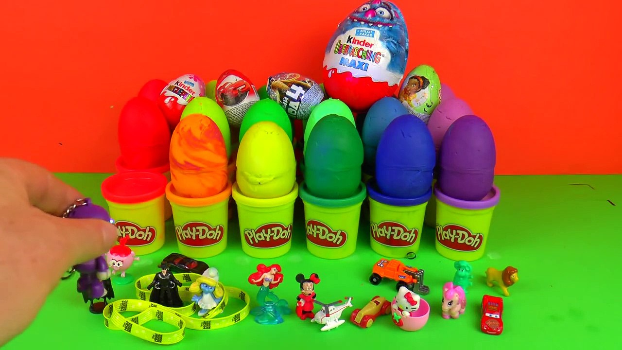 Play Doh Surprise Eggs 15 Kinder Surprise Eggs Unboxing