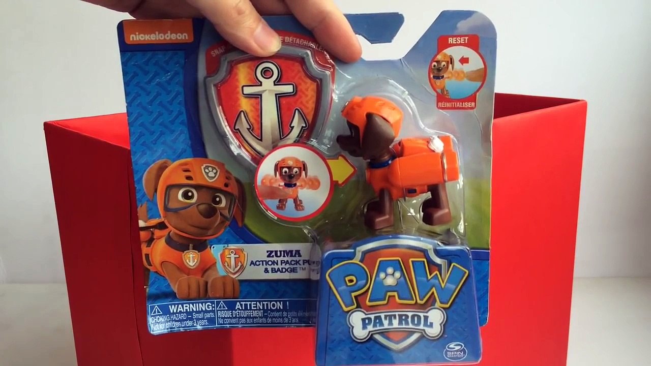 Paw Patrol Zuma Action Pack Pup and Badge Nickelodeon Unboxing Demo Review
