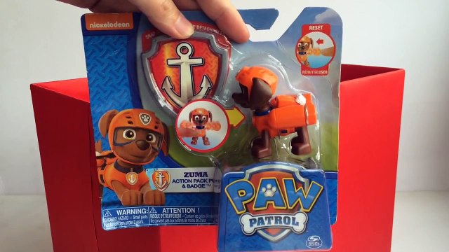 Paw Patrol Zuma Action Pack Pup and Badge Nickelodeon Unboxing Demo Review