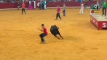 Man completely naked after a bull attacked him during bullfight