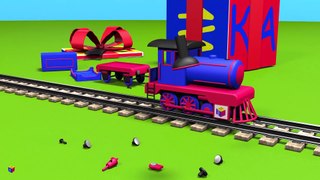 Juego de construcción  una locomotora de vapor. Los trenes para niños. Dibujos animados en español