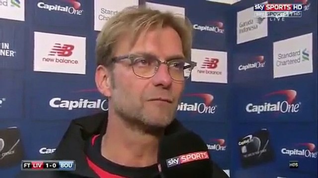 Liverpool vs Bournemouth 1-0 Jurgen Klopp post-match interview (Capital one cap)