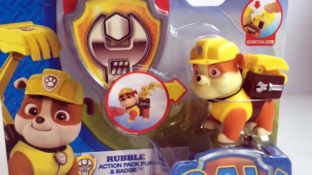 Paw Patrol Rubble Action Pack Pup and Badge Nickelodeon - Unboxing Demo Review