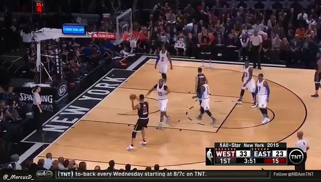 Steph Curry steals the ball, lobs it up to James Harden who throws it down