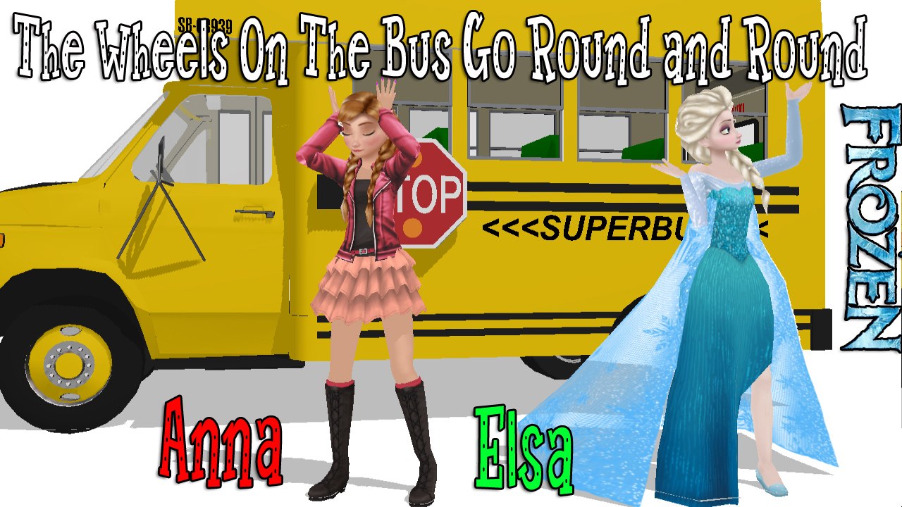 The Wheels On The Bus Go Round and Round - Frozen Anna and Elsa Dance