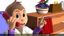 Five Little Monkeys Jumping on the Bed Nursery Rhyme - 3D Animation Rhymes for Children