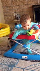 Baby and pug puppy playing ♥/♥-