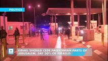 Israel should cede Palestinian parts of Jerusalem, say 50% of Israelis