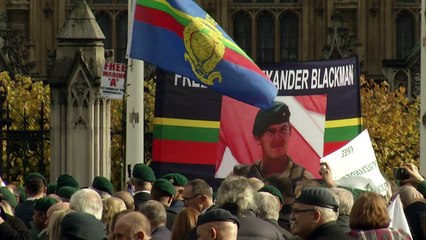 People gather to support former Royal Marine