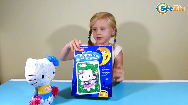 ✔ Хелло Китти и Маша делают Картинку из блесток. Hello Kitty and Masha do a picture from glitters ✔