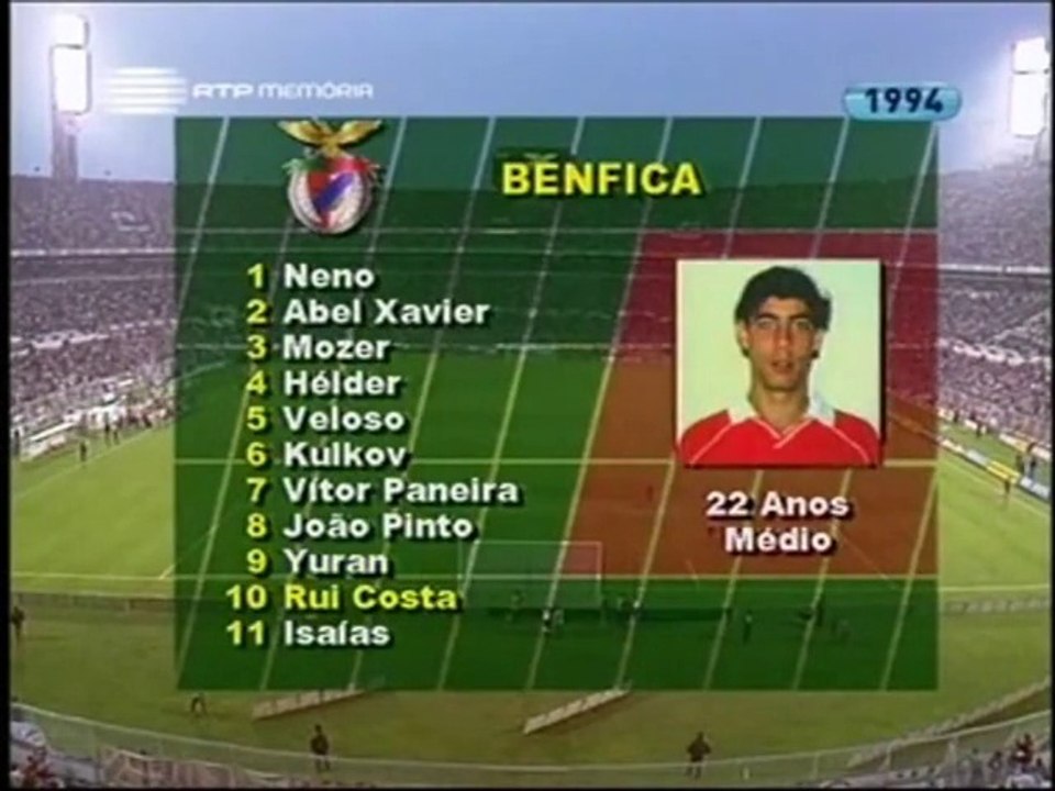 RUI COSTA Show - AC Parma 1-2 Benfica - Cupwinners`Cup 1993/94