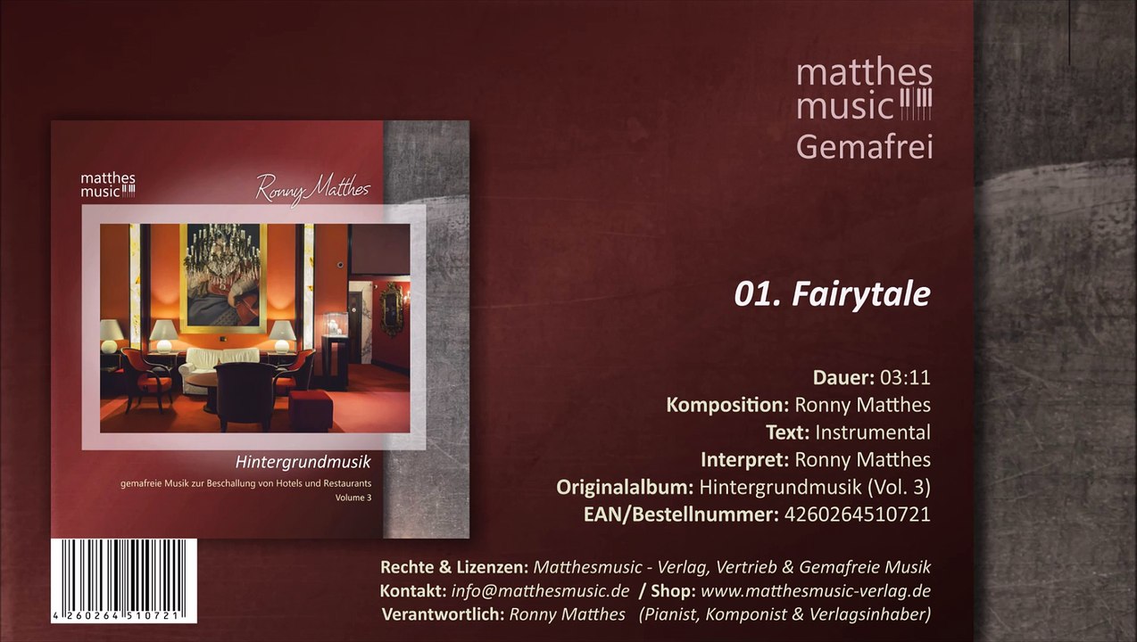 Fairytale - Gemafreie Klaviermusik (01/12) - CD: Hintergrundmusik (Vol. 3)