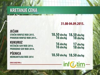 Kretanje cena poljoprivrednih proizvoda 31.08-04.09.2015.