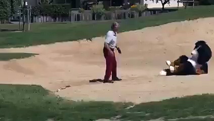 Doing funny things in beach