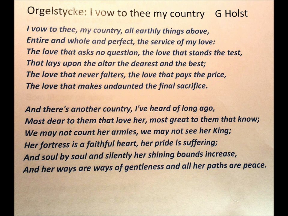 I vow to thee my country G Holst