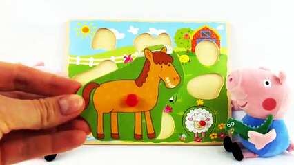 Peppa Pig & George's Farm Animals Puzzle - Toy Collection Demo Unboxing Game!
