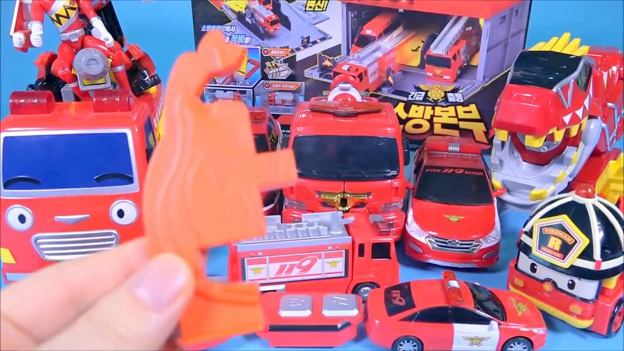 타요 월드카 파워키 Fire station car toys Robocar Poli Tayo the little bus 폴리 헬로카봇 소방본부 카