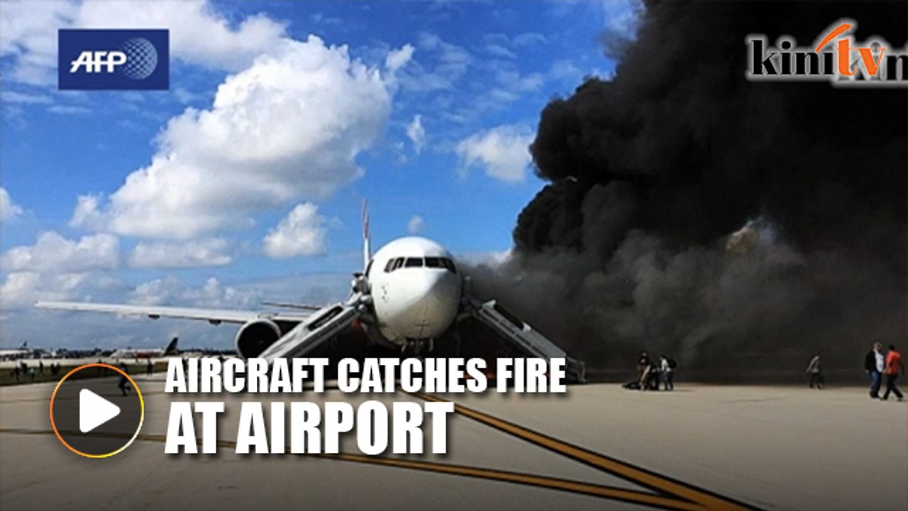 Several hurt as plane catches fire at Florida airport