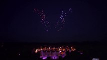 Beautiful light Show made with 100 Drones flying over Classical Orchestra - World Record