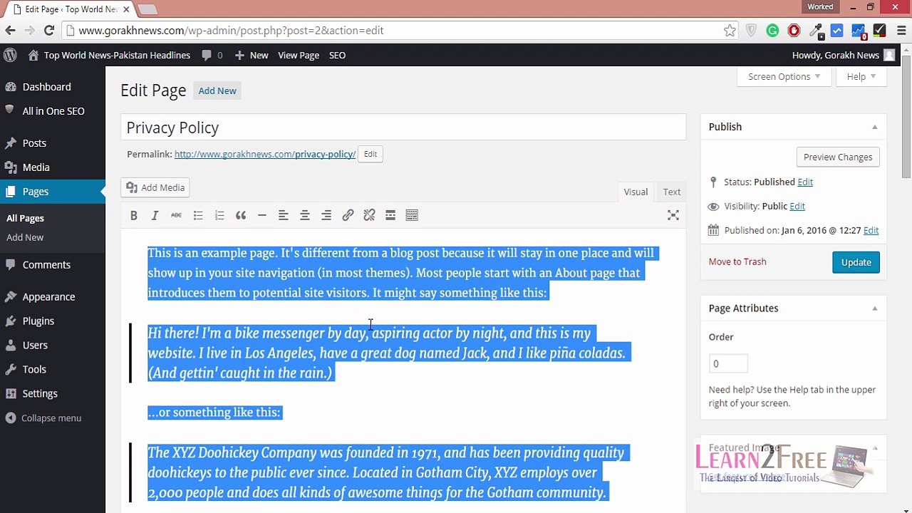 Complete WordPress Tutorial in Urdu Part-07