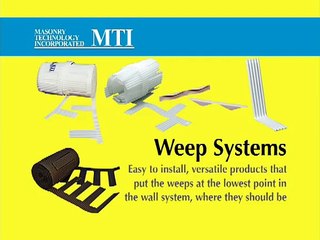 Core Cavity Weep - Weeping in Single Wythe Walls