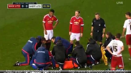 Bastian Schweinsteiger injury Manchester United 0 - 0 Sheffield United FA Cup 9-1-2016