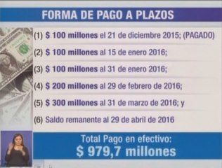 Acuerdo de pago con Oxy