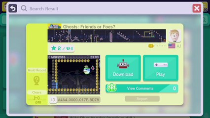 Super Mario Maker - Viewer Levels - Name: "Ghosts: Friends or Foes?" - ID: A4A4-0000-017F-BD78
