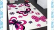 Kids' Rug - Butterfly Design - Children's Rug - Creme Pink Purple Size:120x170 cm