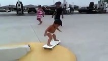 2 Year Old Skateboarder Shows His Skills