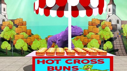 Dinosaurs Finger Family Nursery Rhymes | Wheels On The Bus Go Round And Round Hot Cross Buns