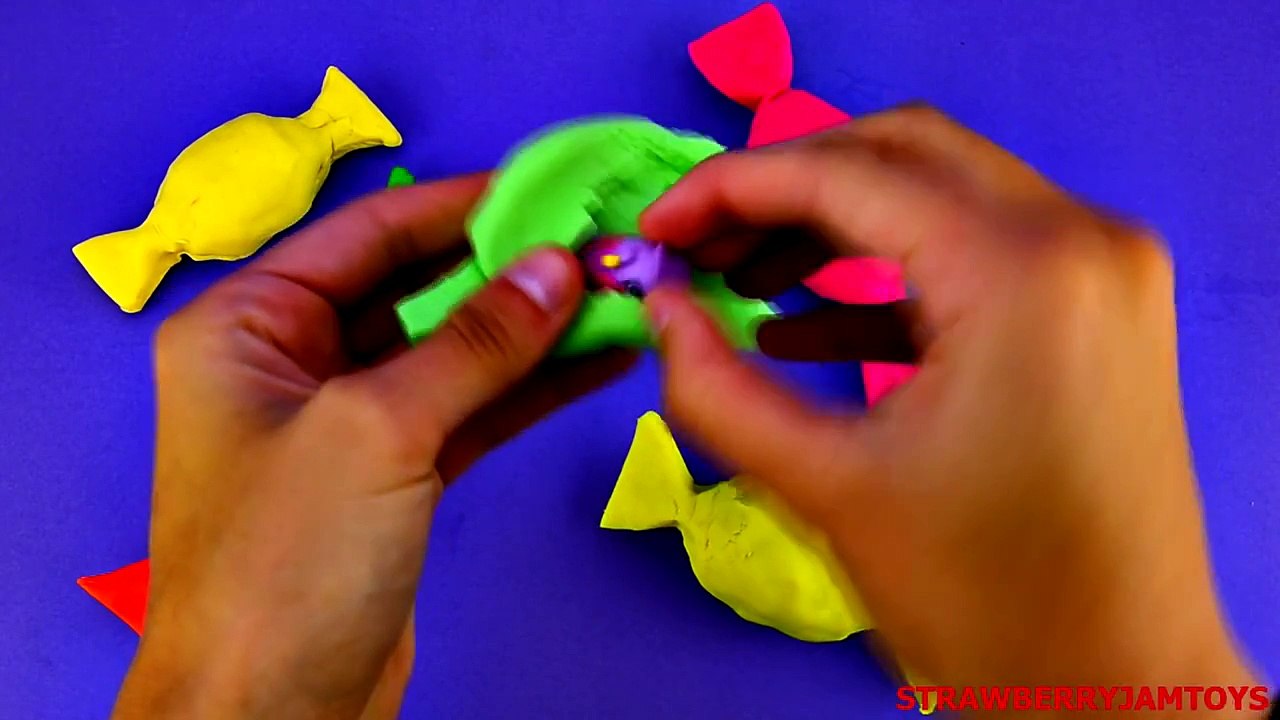 Shopkins Play Doh Lightning McQueen Peppa Pig Cookie Monster MLP Surprise Eggs StrawberryJ