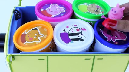 Peppa Pig Play Doh Cans Dough Popsicles and Desserts with Peppa Camper Van and George Toys