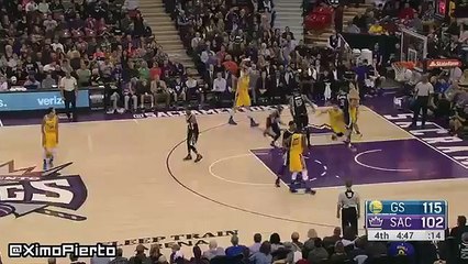 Stephen Curry Shoots a 3, Chats with Kings Bench While Ball is in Mid Air - Jan 9, 2016 - NBA
