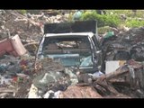 Napoli - Incendio al campo rom di Scampia: bruciano rifiuti (09.01.16)
