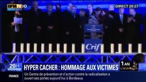 Applaudissements nourris de la foule pour Nicolas Sarkozy lors de la cérémonie de commémorations à l'Hyper Cacher.[09.01.2016]