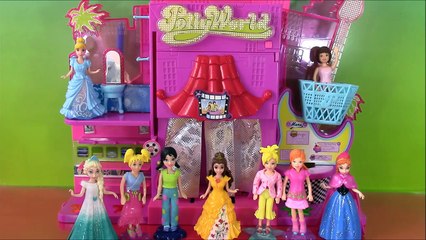 Polly Pocket Dolls and Disney Princess Magic Clip Dolls SWAP CLOTHES! Anna Elsa