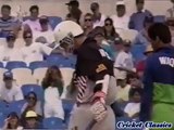 Waqar Younis, when he was the fastest bowler at that time, 30-6 vs New Zealand 1994