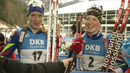 Descargar video: Biathlon - CdM (F) - Ruhpolding - Mass start : Dorin et Bescond «Ça soûle !»