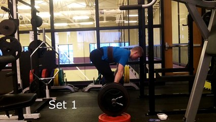 Block Pulls 455 lbs 3 sets of 4 reps