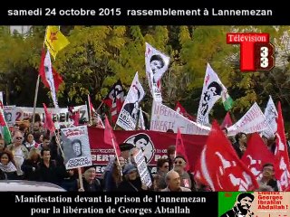 Télévision-Bordeaux-33 lannemezan le 24 octobre 2015 prise de paroles des collectifes devant la prison pour la libération de Georges Abdallah